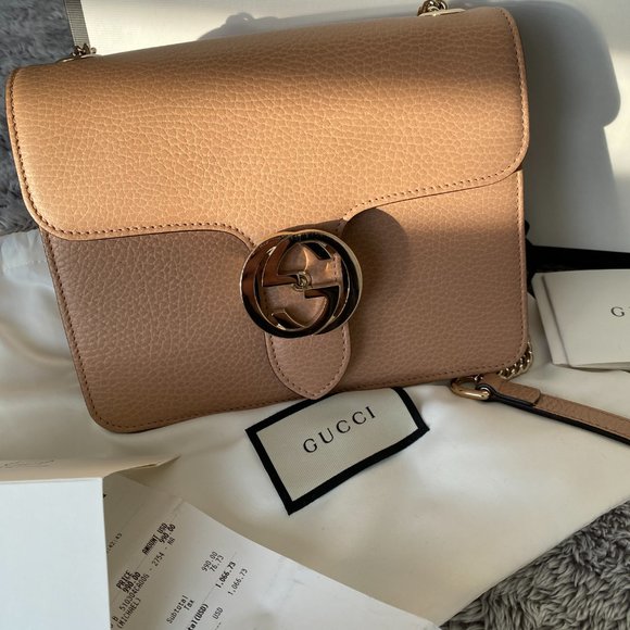 Gucci Shoulder Bag Neutrals Leather Interlocking G Logo - Picture 3 of 6